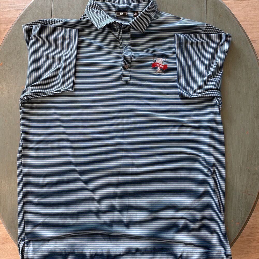 FootJoy FJ XL Blue Striped Legacy Golf Polo Shirt Performance Stretch